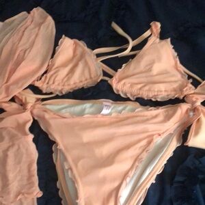 Bikini light coral small. Great condition. Coverup two piece XS light coral.